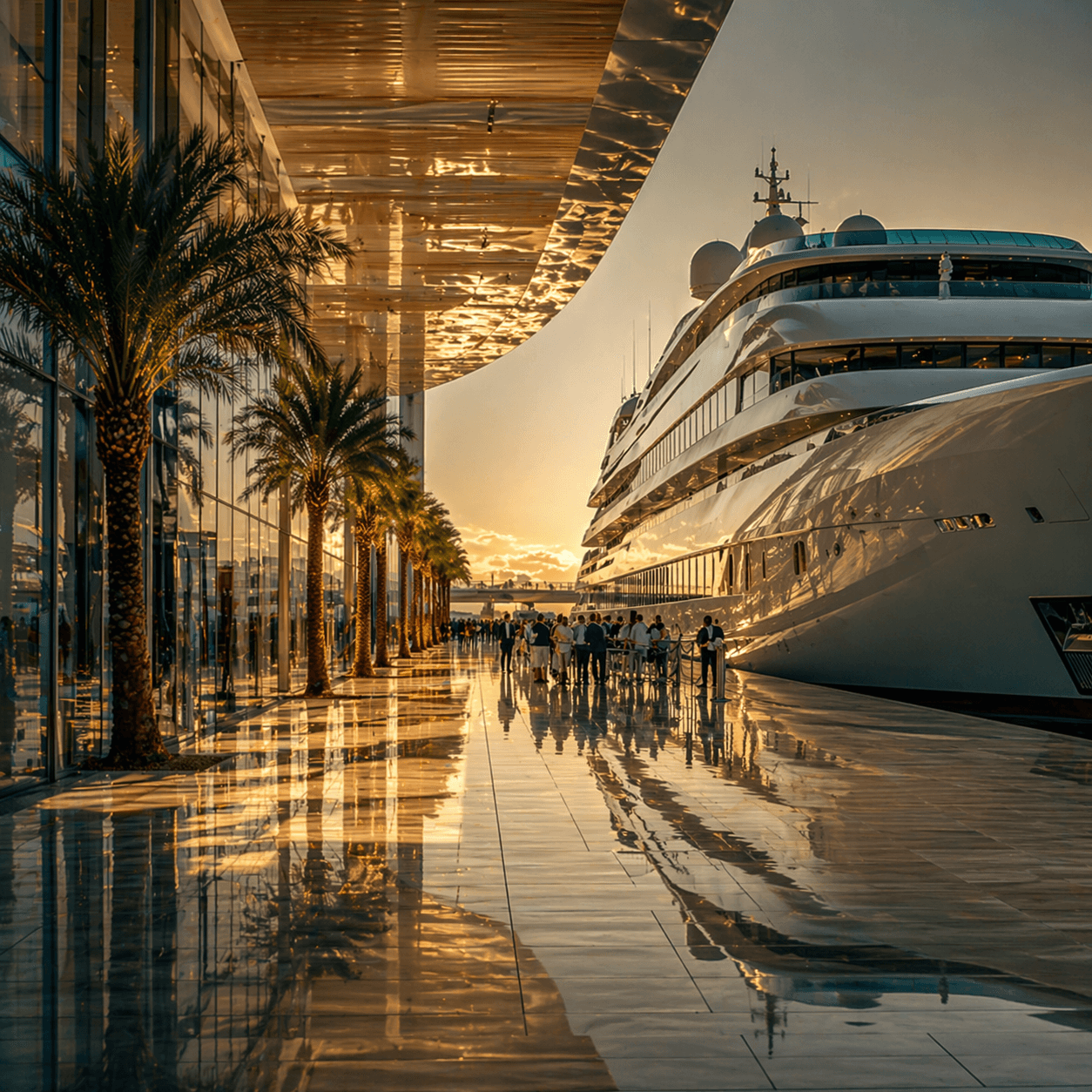 Luxury yacht in Dubai marina